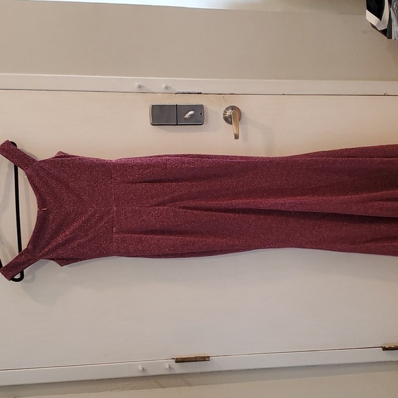 Celavie Pink Metallic Barbiecore Off the Shoulder Fit and Flare Long Dress S NWT - Picture 5 of 10